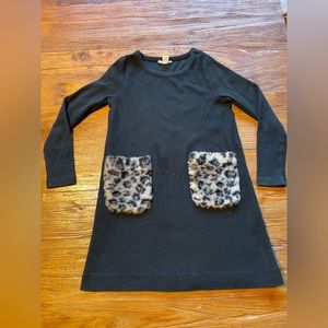 Crewcuts girls dress with leopard furry pockets, size 6